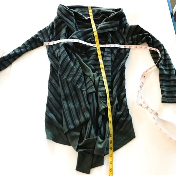 Splendid Thermal Cardigan Womens Size XS Draped Oversized Black Army Green - Picture 4 of 8